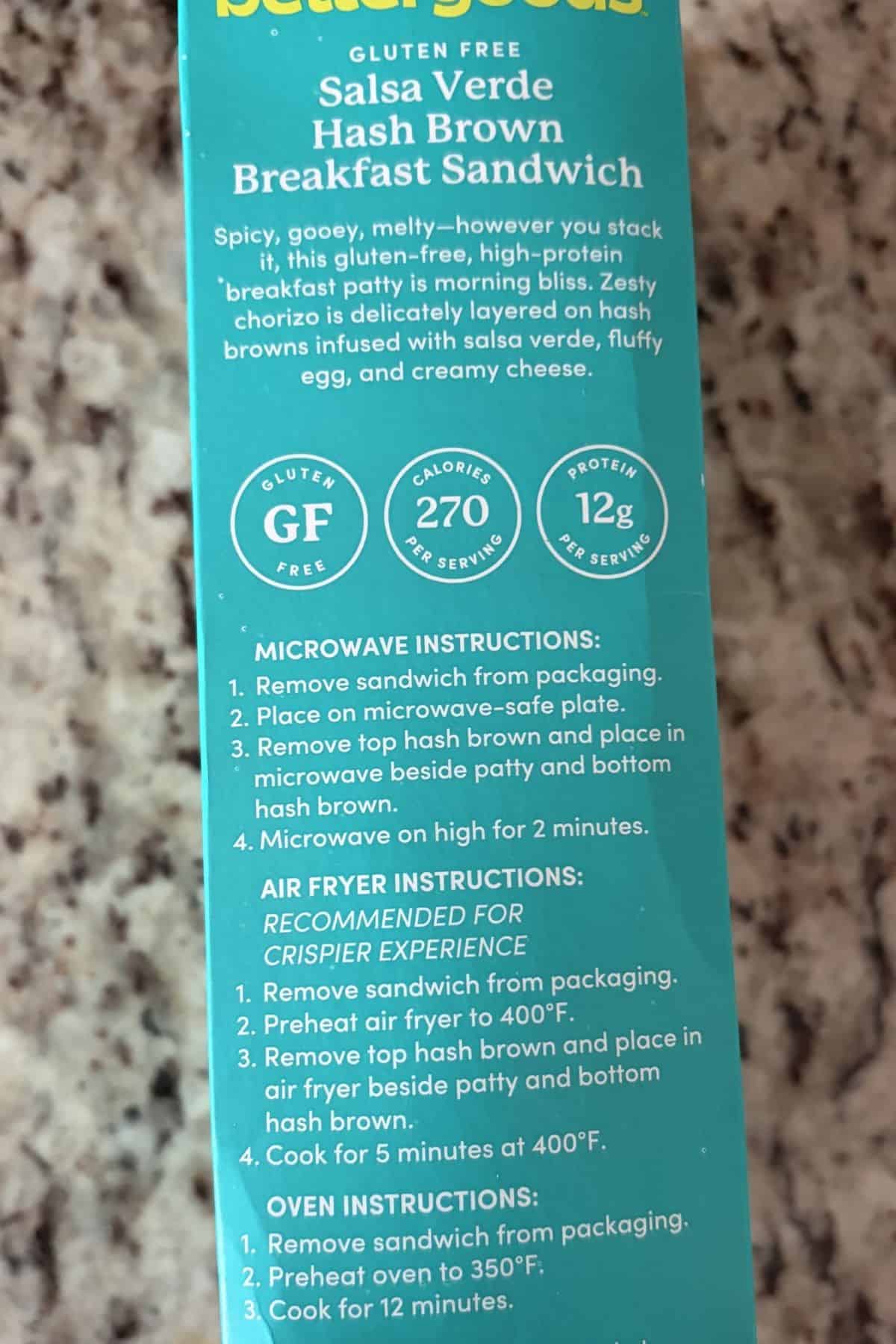 bettergoods Gluten-Free Salsa Verde Hash Brown Breakfast Sandwiches cooking instructions