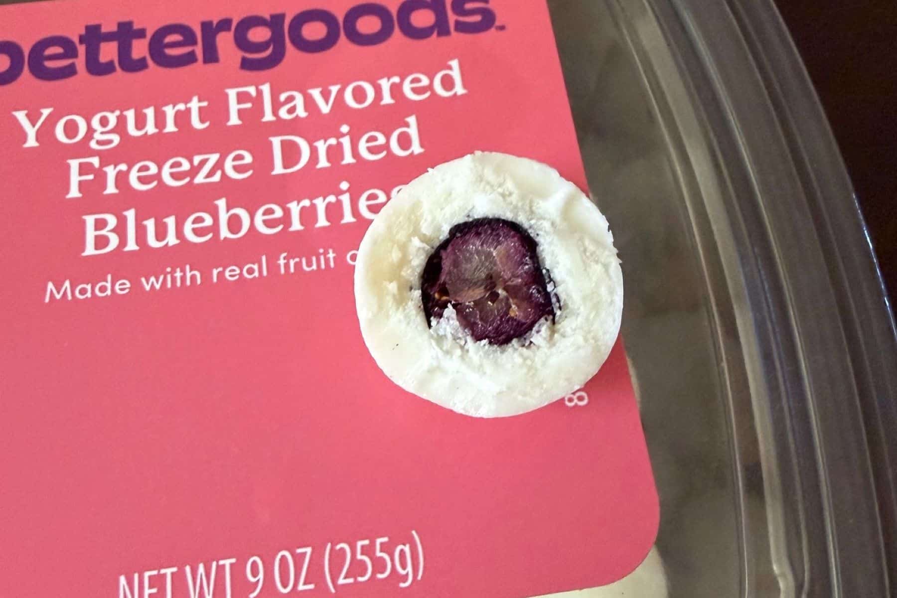 bettergoods Yogurt Flavored Freeze Dried Blueberries interior cross section