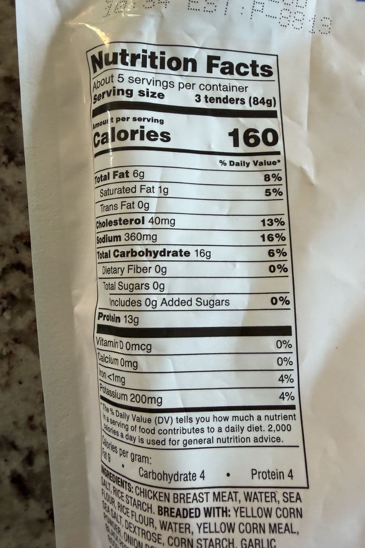 bettergoods gluten free tenders nutrition