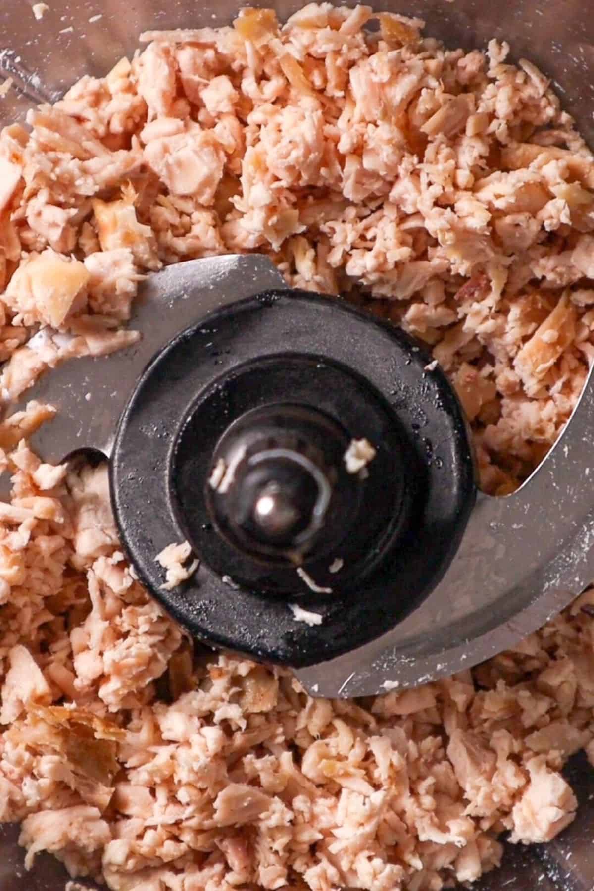 shredded rotisserie chicken in food processor