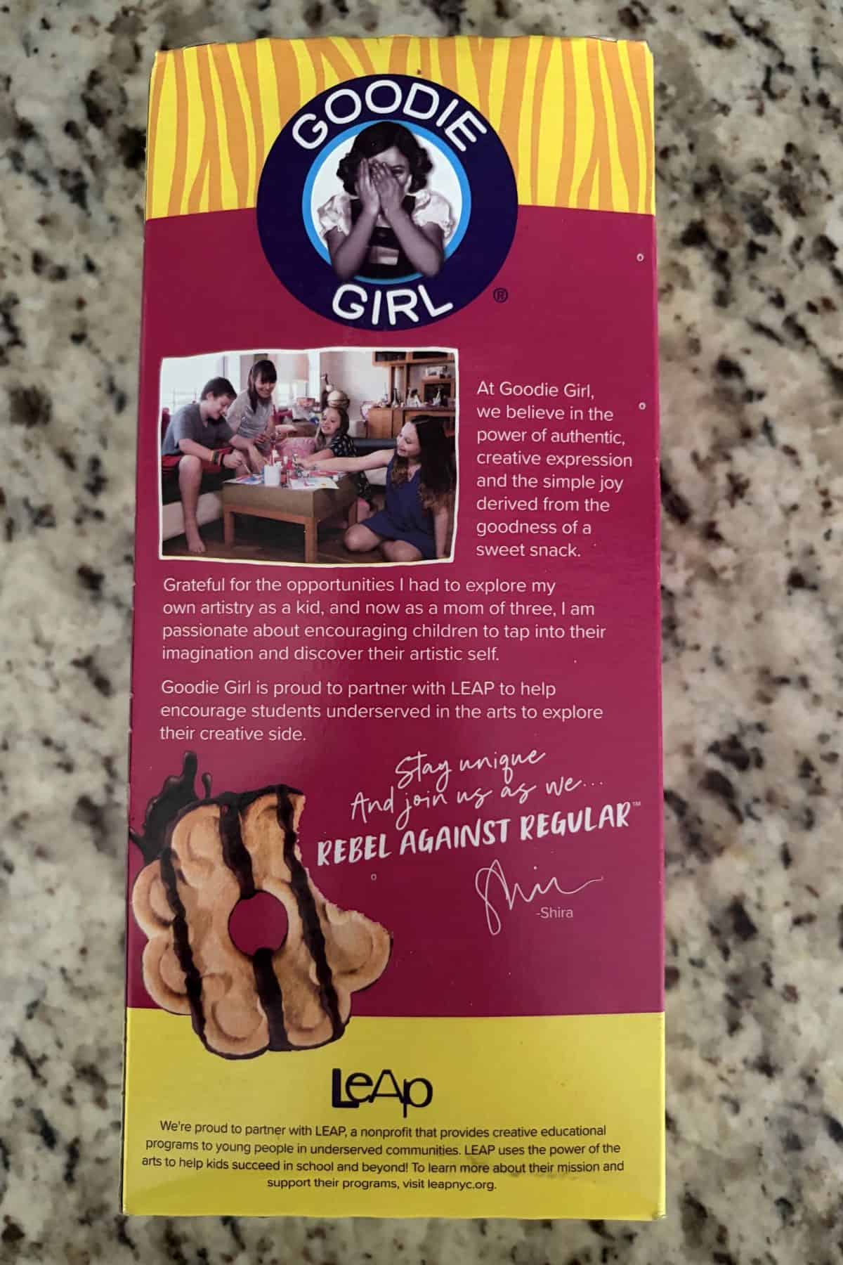 Goodie Girl Cookies Gluten Free Baked Fudge Striped Cookies back of box