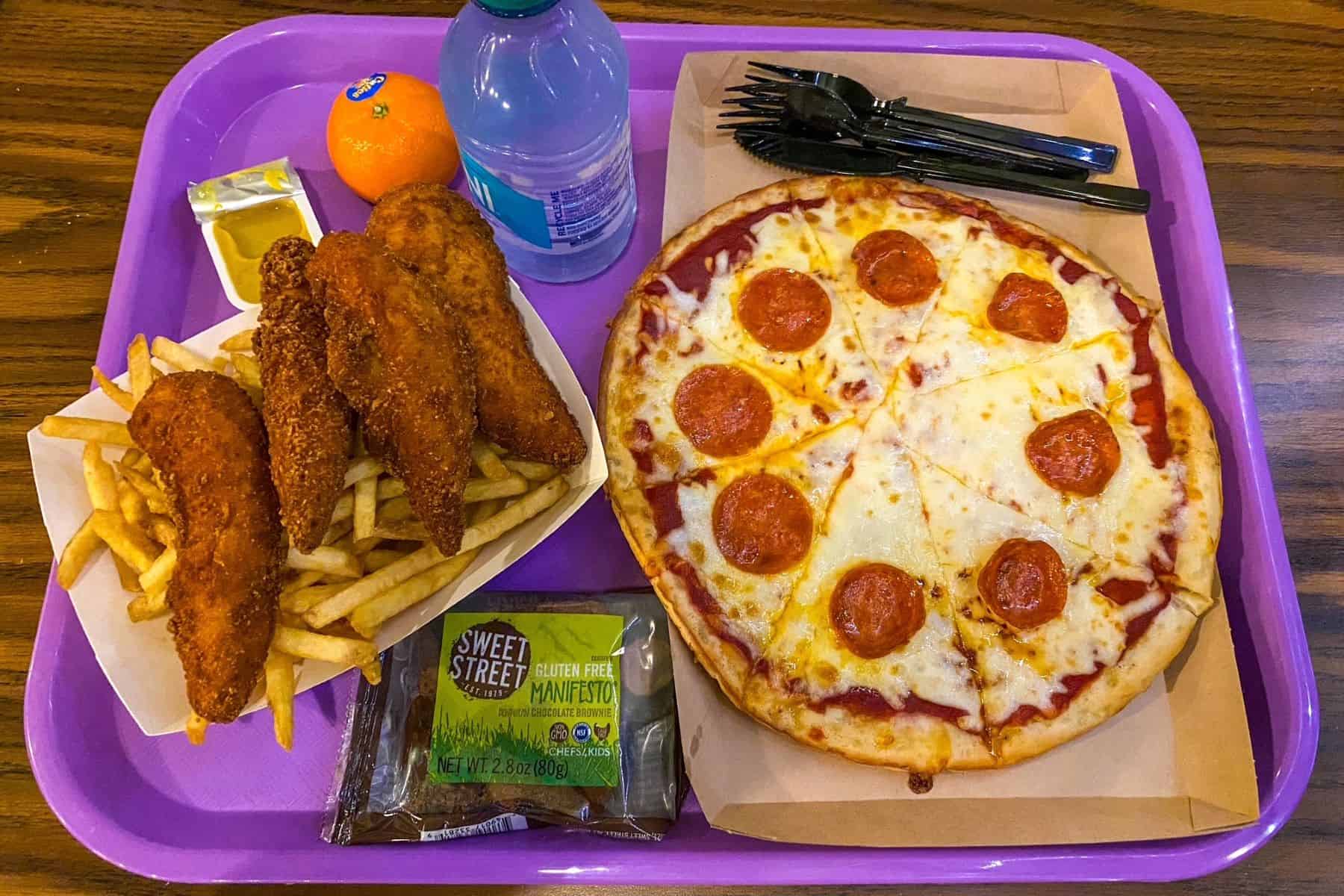 Pinocchio Village Haus gluten free pizza gluten free chicken strips gluten free brownie